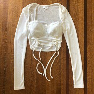Aniah Lace Up Top in White by Superdown